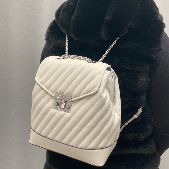 Michael Kors Quilted white backpack chain handle main image 4
